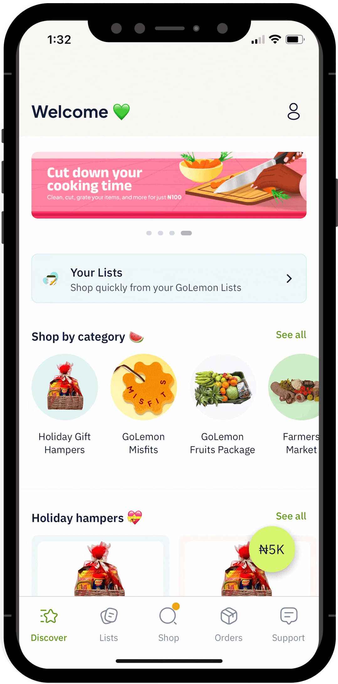 image of the homescreen of the GL app
